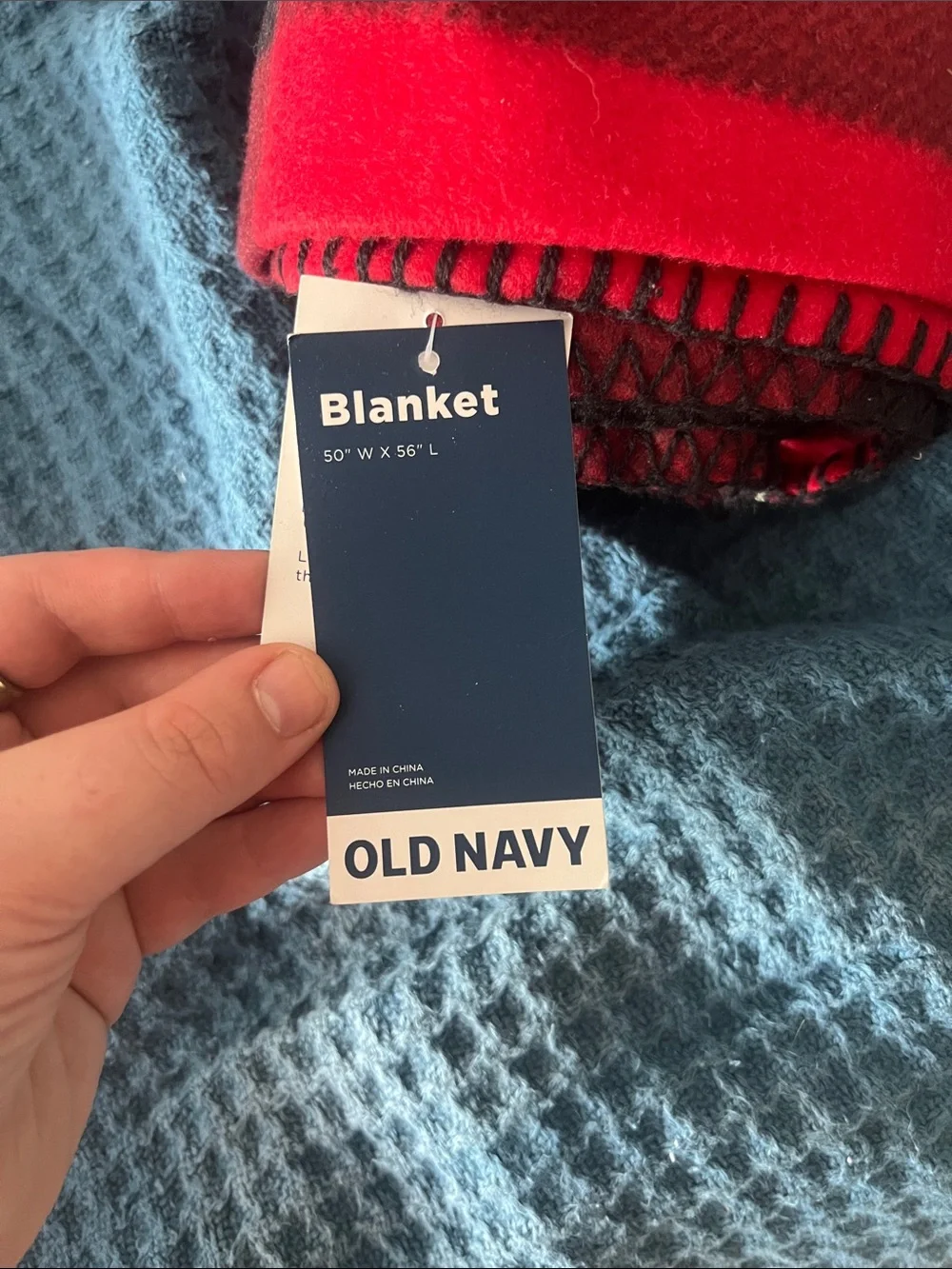 Old Navy Red and Dark Gray Plaid Fleece Throw